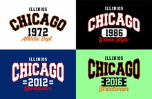 Set Chicago Vintage Design Graphic Typography For T-shirt