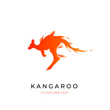 Fire Kangaroo Vector Illustration Logo