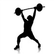 Silhouette illustration of male athletes  working out with barbell. vector