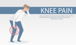 Employee knee injury and pain,man suffering from painful knee,common causes of ligament and joint,osteoarthritis,Health care and pain concept,Vector illustration.