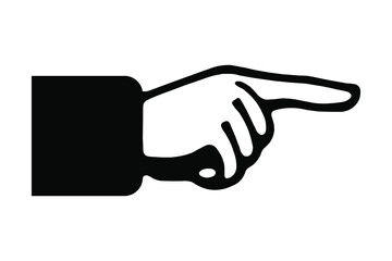 Index finger shows direction, black sign on white background, vector illustration