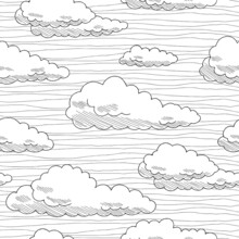 Clouds Graphic Black White Seamless Pattern Sketch Background Illustration Vector