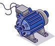 Flat isometric concept illustration. electronic electric water pump dynamo