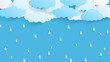 Abstract background cloud and rain paper cut style