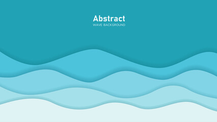 Green water wave background in papercut style