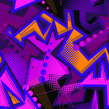 Abstract Urban Pattern With Curved Geometry Elements, Lines And Chaotic Dots. Contemporary Artwork