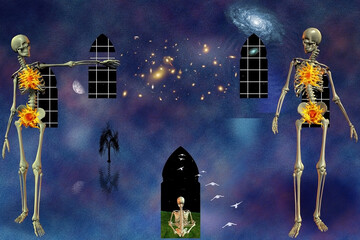 Wall Mural - spiritual art with skeletons