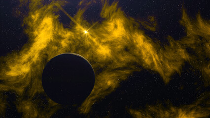 Poster - Marvelous colorful abstraction Planet Earth rotation in space with billions of stars, light and colorful flashes on the background. Animation. Astronomical background of the Earth