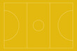 Recreational sport of Netball court in United Kingdom looking at an empty yellow vector court with white lines.