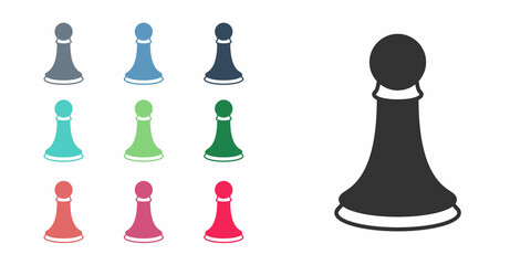 Poster - Black Chess pawn icon isolated on white background. Set icons colorful. Vector