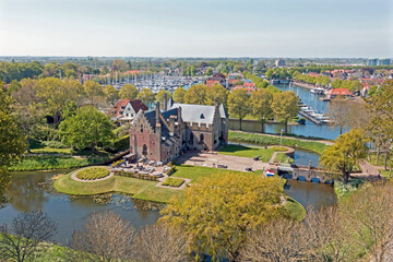 Wall Mural - Aerial from the city Medemblik in the Netherlands