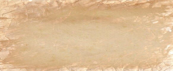 Poster - Old brown paper parchment background design with distressed vintage stains and ink spatter and white faded shabby center, elegant antique beige color