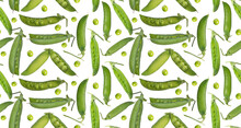 Seamless Background From Green Pea Pods