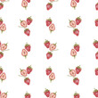 Watercolor seamless pattern with vintage red strawberries. Isolated on white background.
