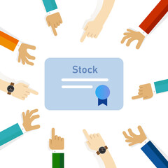 Poster - Stock investment paper market exchange trade hand pointing team focus on concept discus