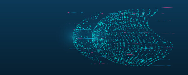 Algorithm or machine learning illustration. Abstract binary code. Binary data. Technological background decryption and encryption of information. Big data visualization.