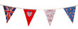Mixed handmade union jack jubilee bunting isolated on a white background