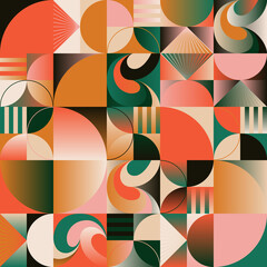 Poster - modernism aesthetics inspired vector graphic pattern made with abstract geometric shapes
