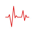 Czerwona linia pulsu. Ilustracja wektorowa na białym tle.  Bicie serca, EKG. Zdrowie i medycyna.