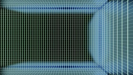 Poster - Bright light blue corridor. Design. A long rectangular corridor in abstraction that moves with iridescent colors.