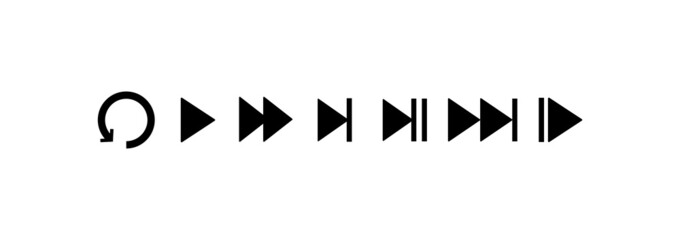 Poster - music arrows set. collection of graphic elements for player. interface for website, social media, bu