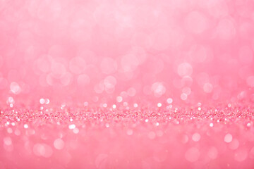 Wall Mural - Romantic pastel pink defocused background with glitter sparkles and circle bokeh.