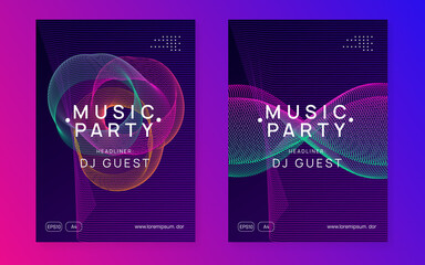 Canvas Print - neon electronic party flyer. electro dance music. techno fest ev