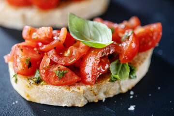 Sticker - Tasty bruschetta with tomatoes and basil