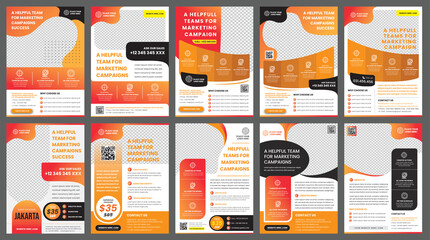 Wall Mural - OrangerTen Flyer Bundler - 10 templates of a4 flyer template and modern design, perfect for creative professional business in orange color