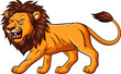 Cartoon angry lion on white background