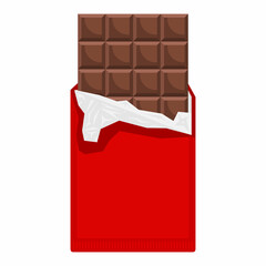 Wall Mural - Chocolate bar with open packaging. Flat design style vector illustration.