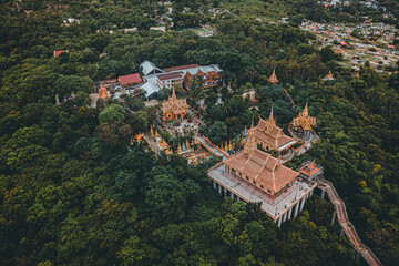 view of Ta Pa pagoda in Ta Pa hill, Tri Ton town, one of the most famous Khmer pagodas in An Giang province, Mekong Delta, Vietnam.