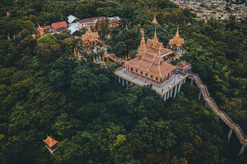 view of Ta Pa pagoda in Ta Pa hill, Tri Ton town, one of the most famous Khmer pagodas in An Giang province, Mekong Delta, Vietnam.