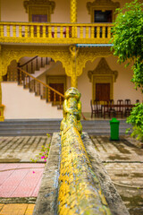 view of Xa Ton or Xvayton pagoda in Tri Ton town, one of the most famous Khmer pagodas in An Giang province, Mekong Delta, Vietnam.