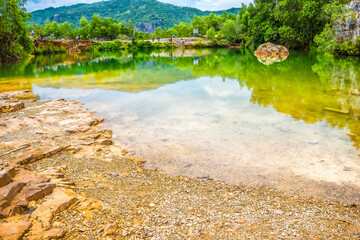 Wall Mural - Ta Pa Lake (An Giang Province, Vietnam.) Serene scenery in a tropical country.