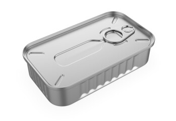 Blank Pull Tab Metal Food Can Template, 3d render illustration.