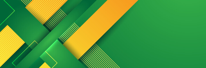 Wall Mural - Green and yellow abstract banner background