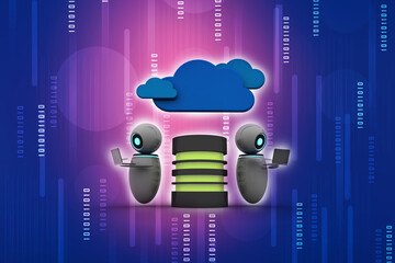 Poster - 3d rendering Database storage illustration