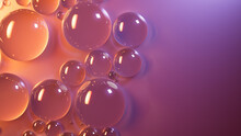 Orange And Pink Background With Condensation Droplets On Surface. Modern Banner With Copy-Space.