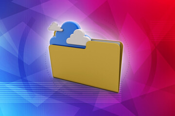 Sticker - 3d rendering cloud  folder network
