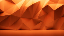 Orange 3D Angular Shaped Wall. Modern Architectural Wallpaper.