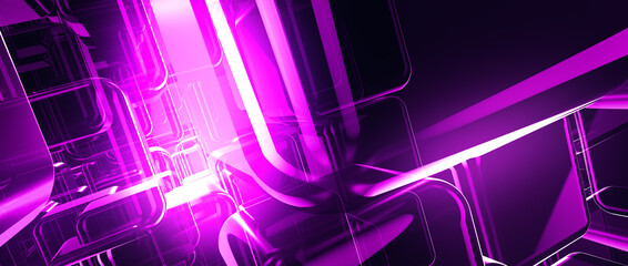 Poster - Futuristic technology background. Trendy metaverse purple, blue technology background.