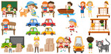 Fototapeta Pokój dzieciecy - Set of cute kids and objects