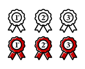 set collection of medal champion for first second and third place logo symbol icon design