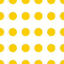 Yellow Circles On A White Background. Seamless Simple Pattern For Decorative Textiles, Fabrics. Vector.