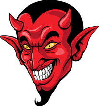 Cartoon Red Devil Head Mascot
