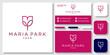 Maria Park rose symbol graphic flower feminine initials tulip shape with business card template 