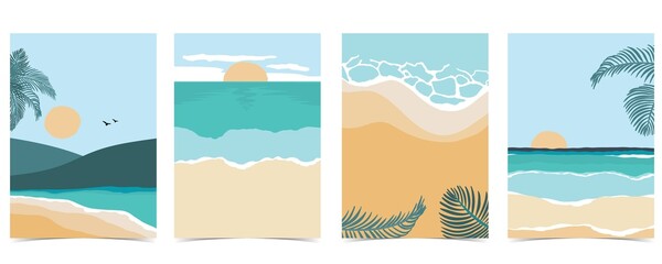 Wall Mural - Beach summer party invitation with sun,sea and sky in the daytime