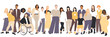 © Stafeeva - Women of different ethnicities stand side by side together. Flat vector illustration.