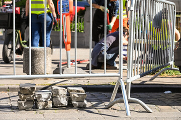 Poster - Belgique Bruxelles pavés dépavage beton ville urbain travaux chantier